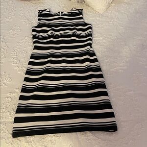 Ann Taylor Black and White Striped Midi Dress